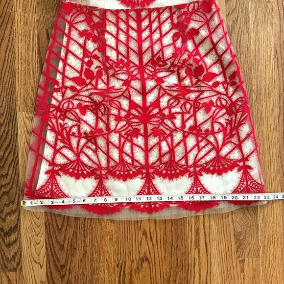 Anthropologie | Geisha Designs | Sugared Ruby Red Lace Dress | Size 6 - Picture 12 of 17